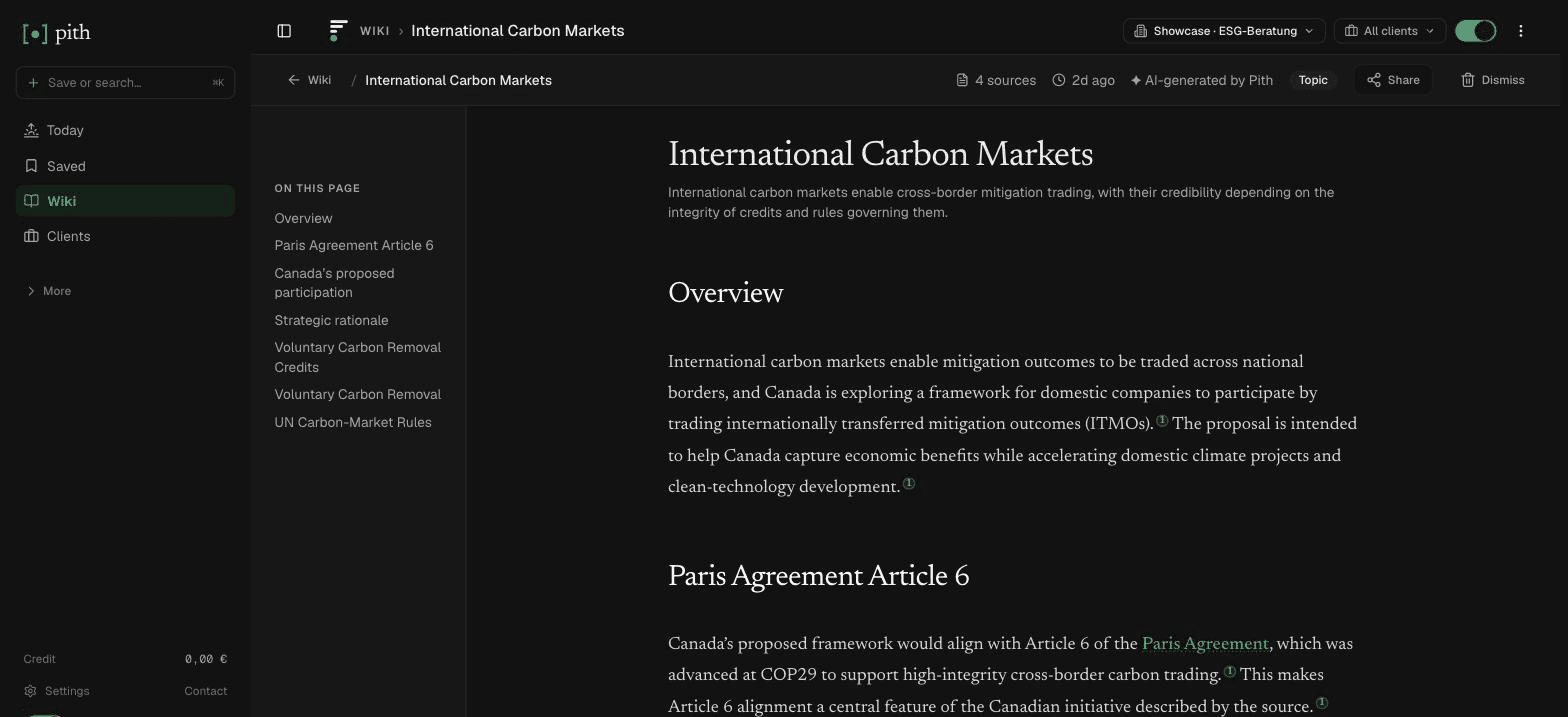 A cited wiki page — every claim sourced