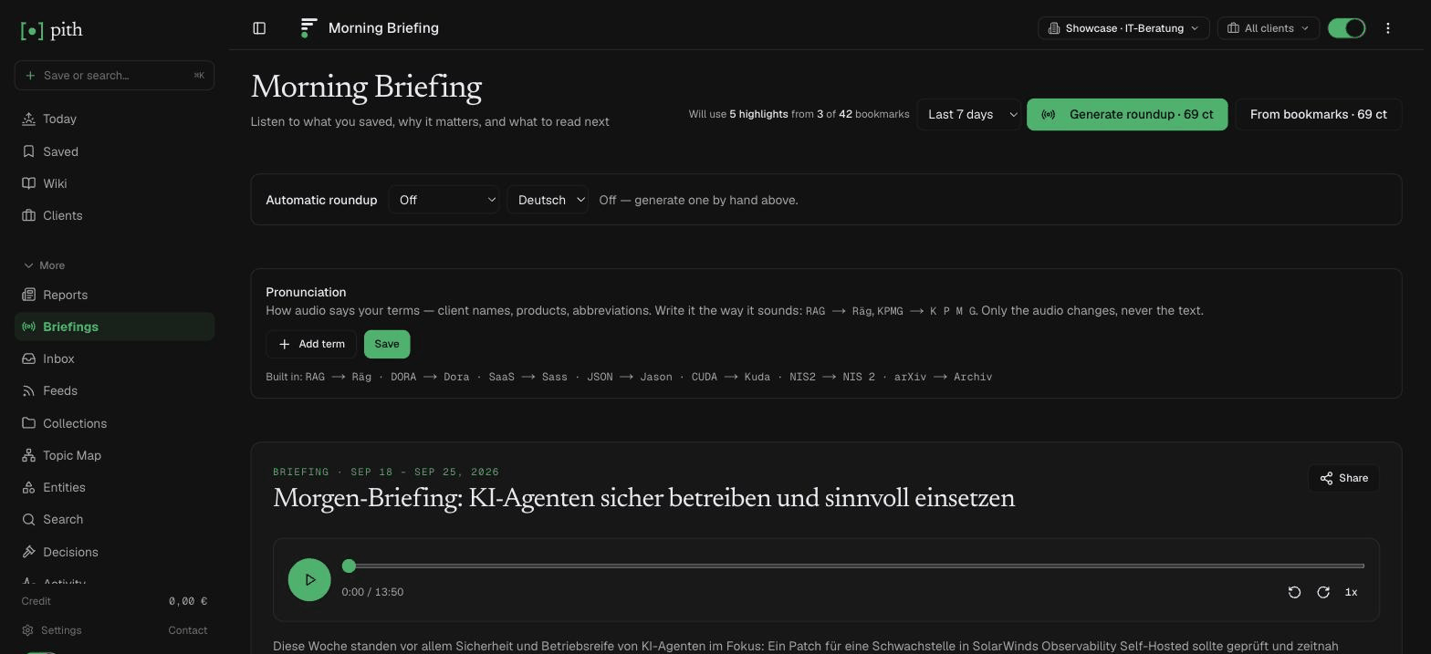 Briefings & Rückblicke — product screenshot