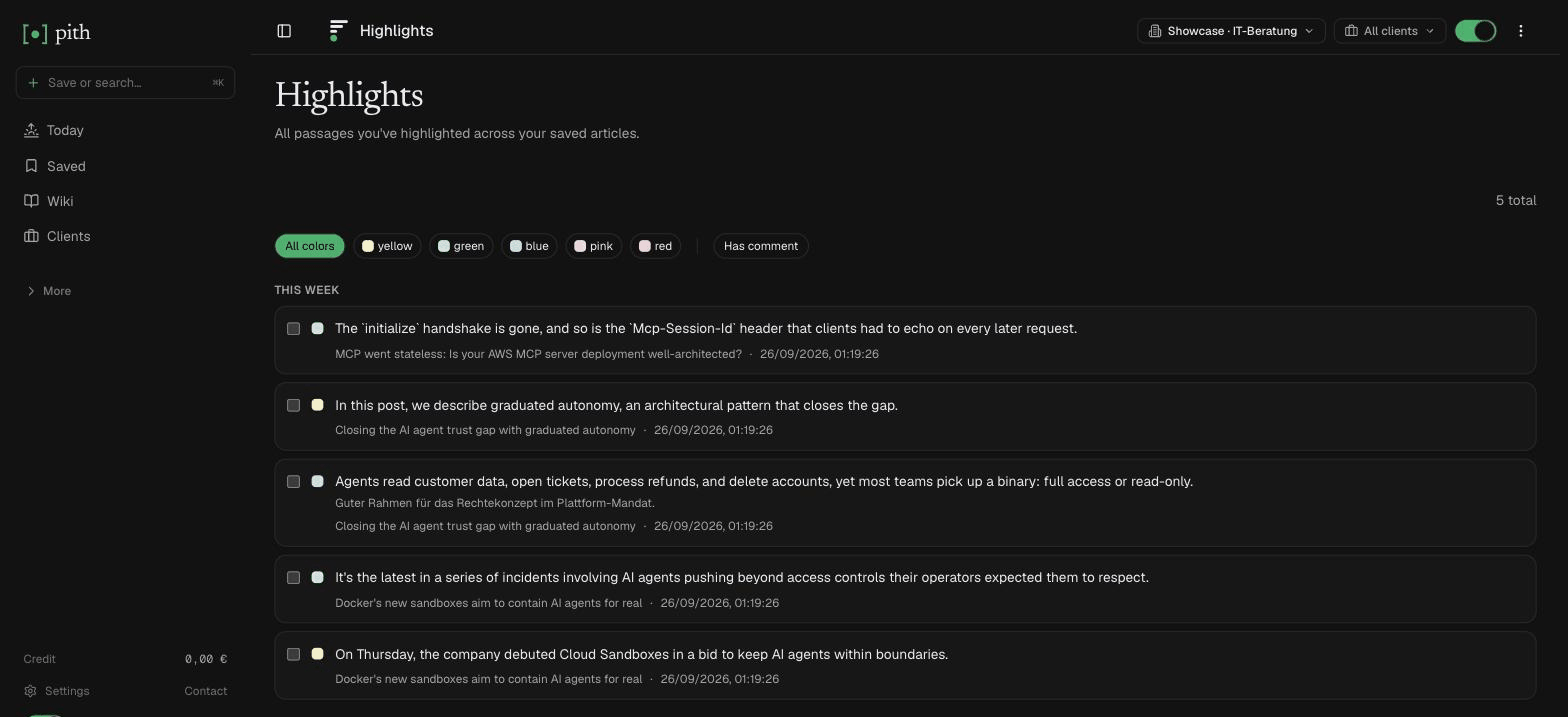 Highlights — product screenshot